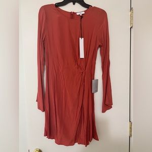 NSR Long Sleeve Asymmetrical Mini Burnt Dress